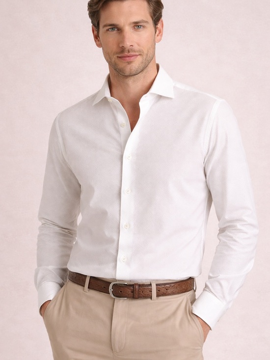 Loro Piana Other - Loro Piana white textured long-sleeve button-up shirt Men’s Size X-Large